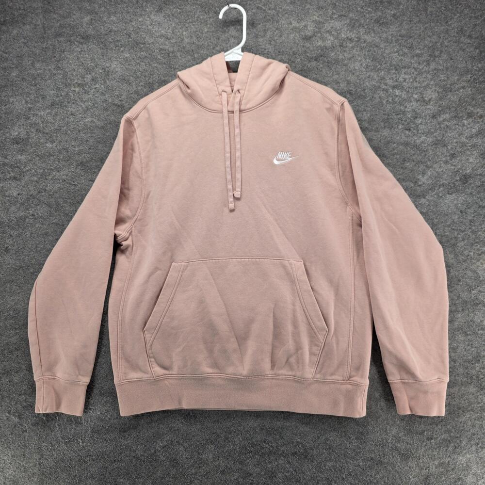 Nike Hoodie Womens M Pink Pullover Hooded Fleece Lined Logo BV2654-800